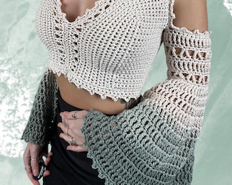 Arabella 2-in-1 Crochet Top PATTERN || Bell Sleeve Crop Tank Top