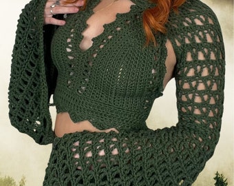 Fae Top and Sleeves 3-in-1 Crochet PATTERN, perfect for Ren Faires, Fairy costumes, or Cosplay!