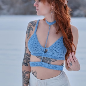Freya Top Crochet PATTERN || Bralette Crop Top with Necklace Accent
