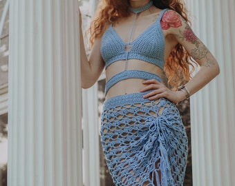 Freya Set Crochet PATTERN || Summer bralette and lacy skirt with fringe