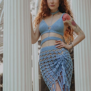 Freya Set Crochet PATTERN || Summer bralette and lacy skirt with fringe