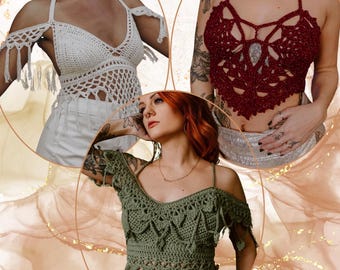 Crochet Pattern BUNDLE: Fairy Renaissance Cosplay Tops & Sleeves #4