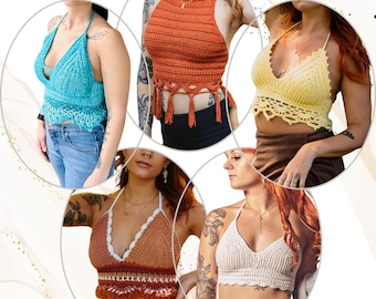 Crochet Pattern BUNDLE: Easy, Beginner-Friendly Halter Crop Top Patterns