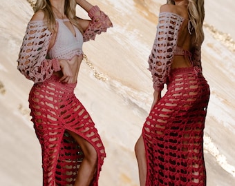 Khaleesi Crochet Pattern: Long Sleeve Crop Top & Skirt Set