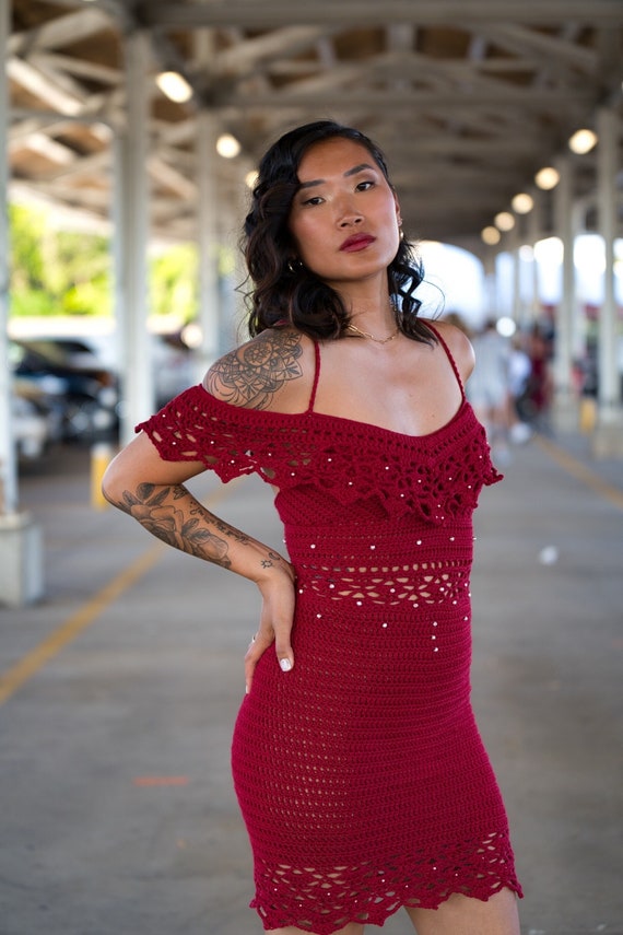 Wisteria Crochet Dress PATTERN Elegant Dress With Lacy Over the Shoulder Sleeves Etsy