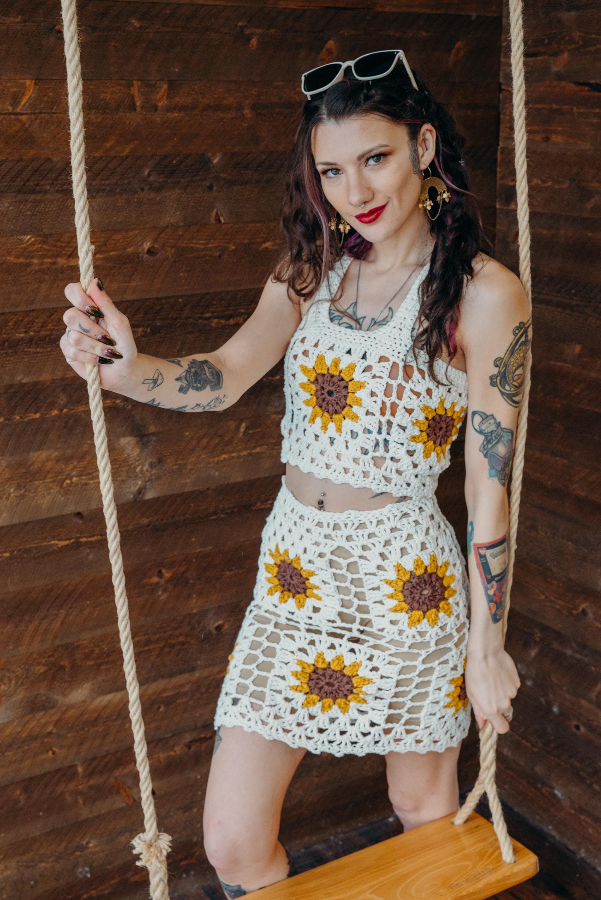 Boho Sunflower Dress Womens