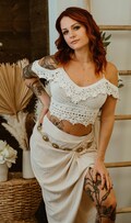 Wisteria Top Crochet PATTERN || Crop top || Summer festival halter top with lacy over the shoulder sleeve