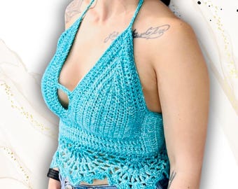 Peek-a-boo Lace Bralette Top Crochet PATTERN