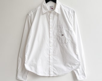 Camisa blanca vintage Tommy Hilfiger de los años 90, talla S para mujer