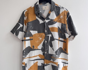 Vintage Folk Kurzarmhemd, Größe L, Herren