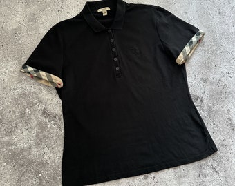 Burberry Black Polo Shirt Check women’s size xl