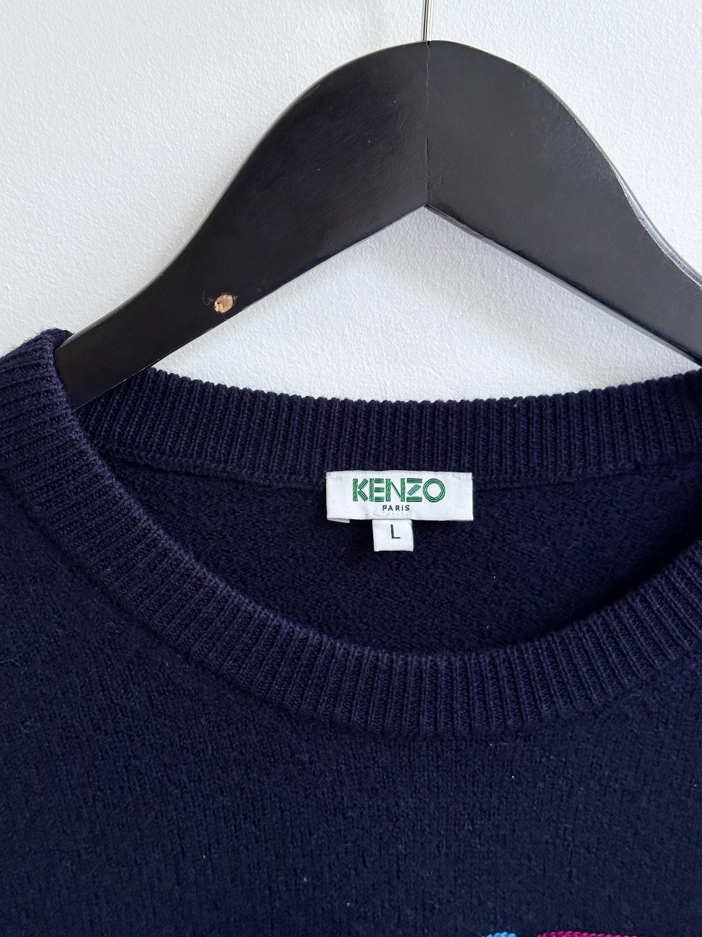 Kenzo Wool Sweater Jumper Womens Blue Big Logo Size M - Etsy Kenzo Wool Sweater Jumper Womens Blue Big Logo Size M - Etsy