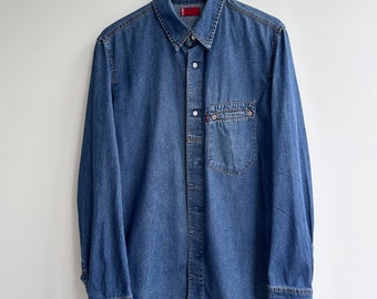 Vintage jaren 90 Levi's Denim Shirt Blauwe uitsnijding