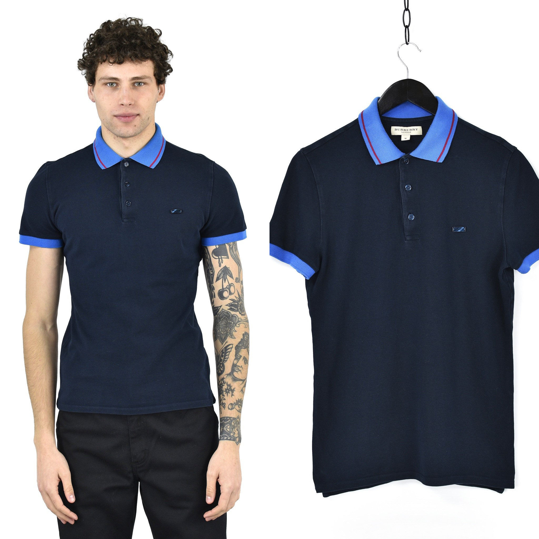Polo burberry azul clearance