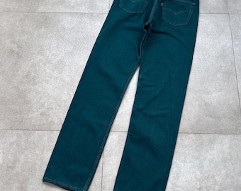 Pantalones vaqueros Levi's 501 vintage de mezclilla verde, talla 30x32 para hombre