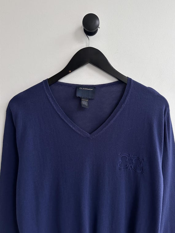Vintage Roberto Cavalli V Neck Sweater Jumper Longsleeve Blue L 