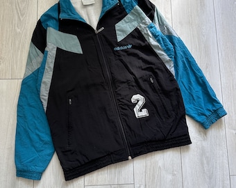 Adidas blue green & white lightweight track jacket deals