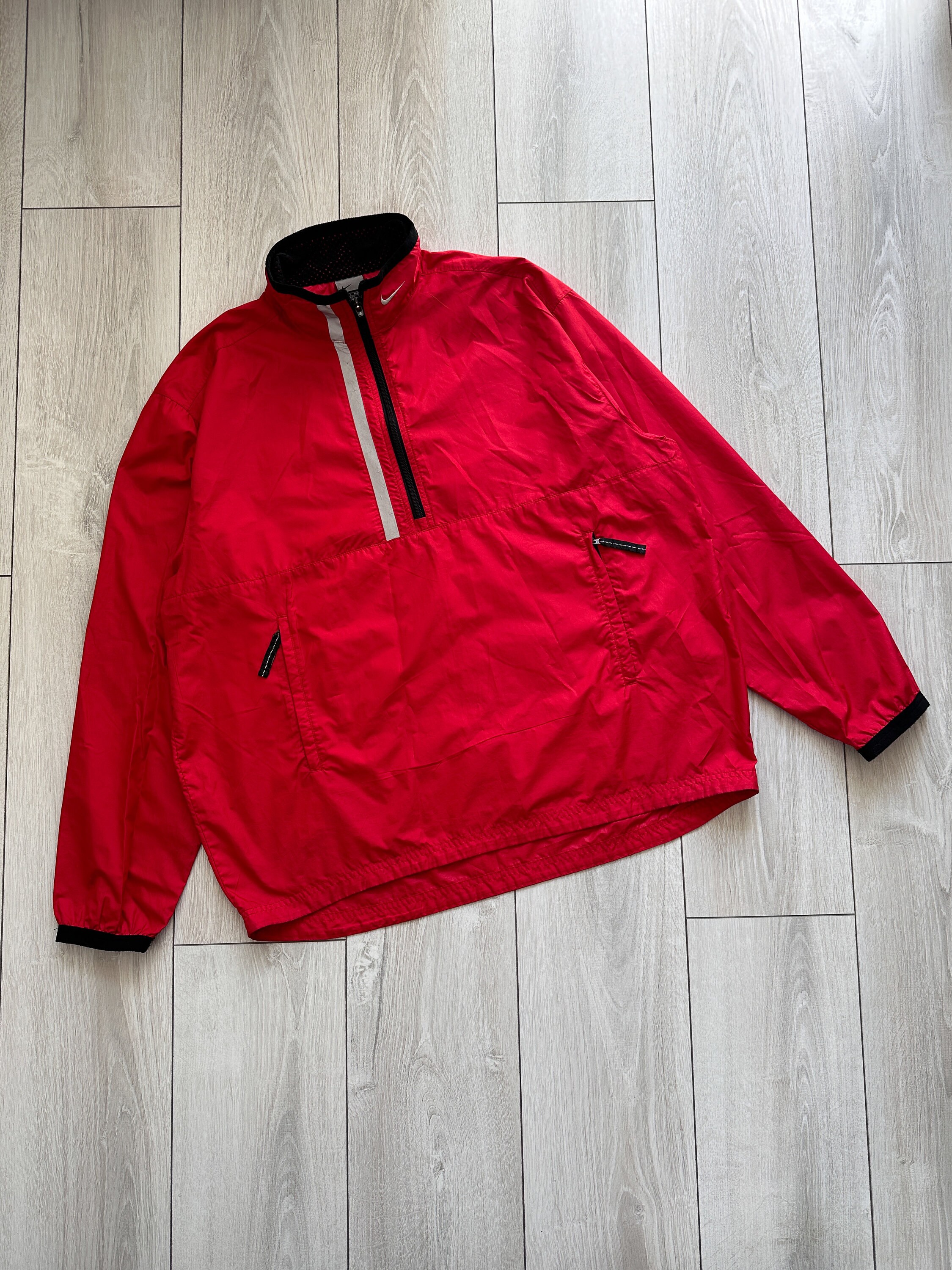 Vintage Nike 1/2 Zip Light Jacket Red Black Size L Nylon - Etsy