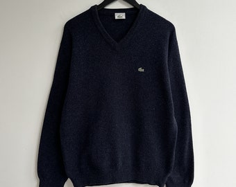 vintage Lacoste V Col Pull en laine Pull