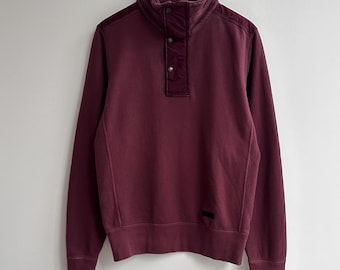 Vintage Burberry Half Zip Jumper Sweatshirt Pullover Burgandy mens size M