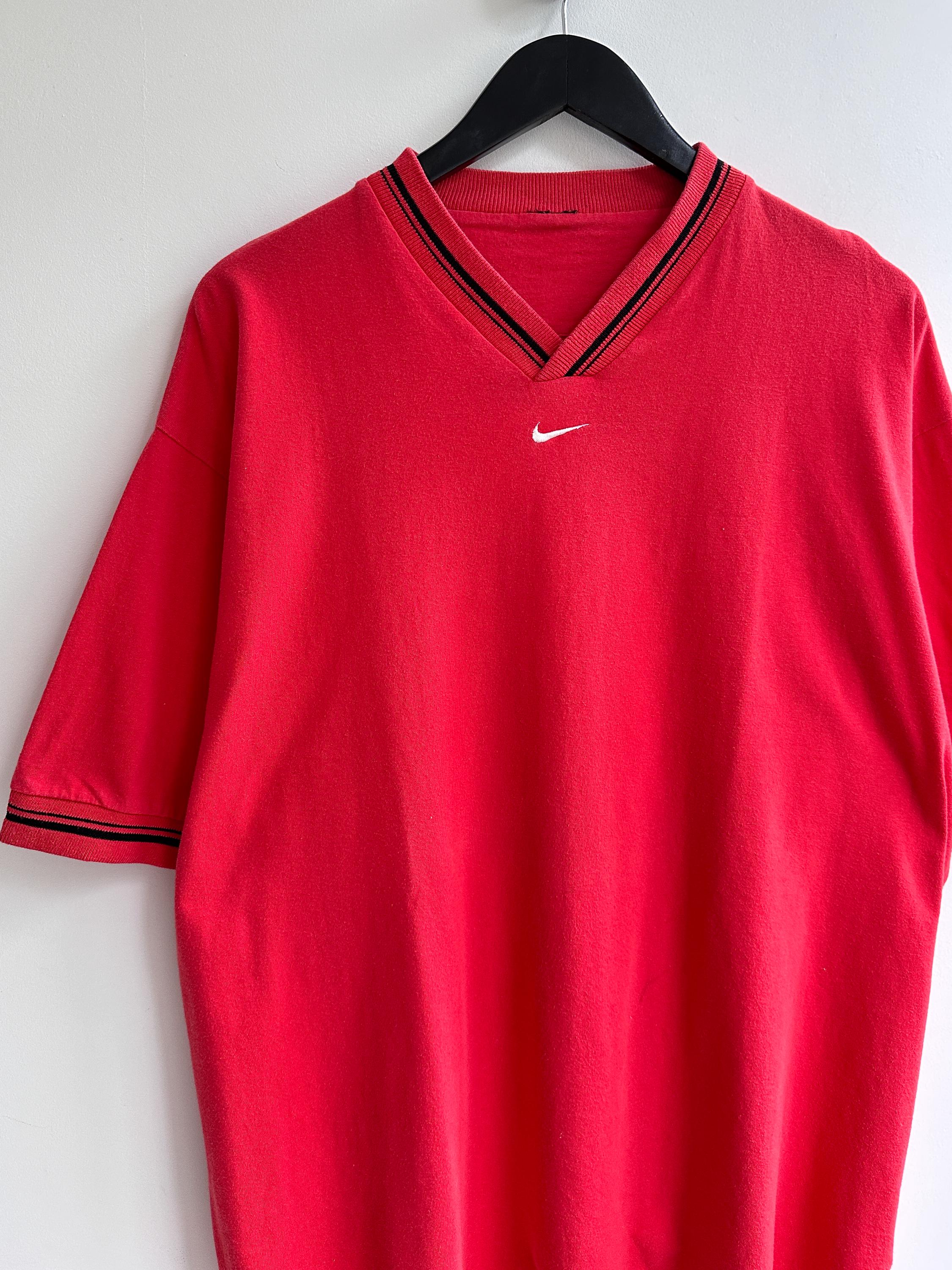Vintage Nike Y2K Center Swoosh Tee Red Xxl V Neck T Shirt - Etsy