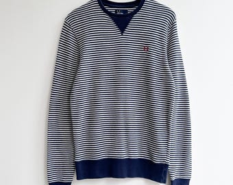 Fred Perry Striped Sweatshirt Pullover Blue white longsleeve