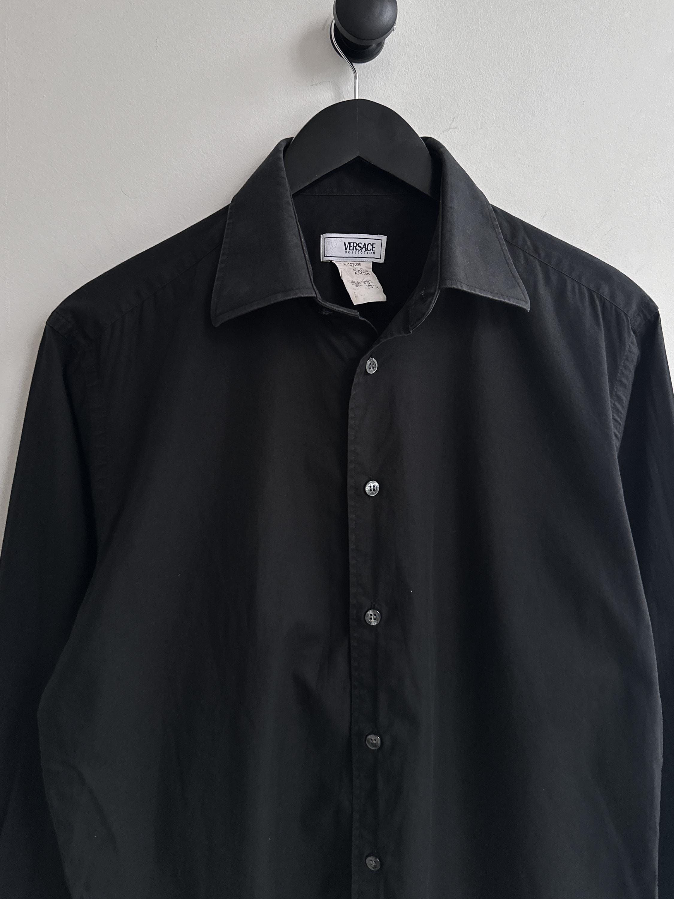 Vintage Versace Collection Black Shirt Mens Dress Shirt Size M Cutaway - Etsy Vintage Versace Collection Black Shirt Mens Dress Shirt Size M Cutaway - Etsy