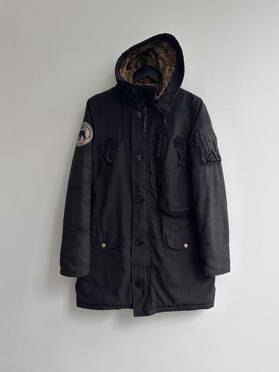Vintage Alpha Industries Parka Manteljacke Damen schwarz Größe M