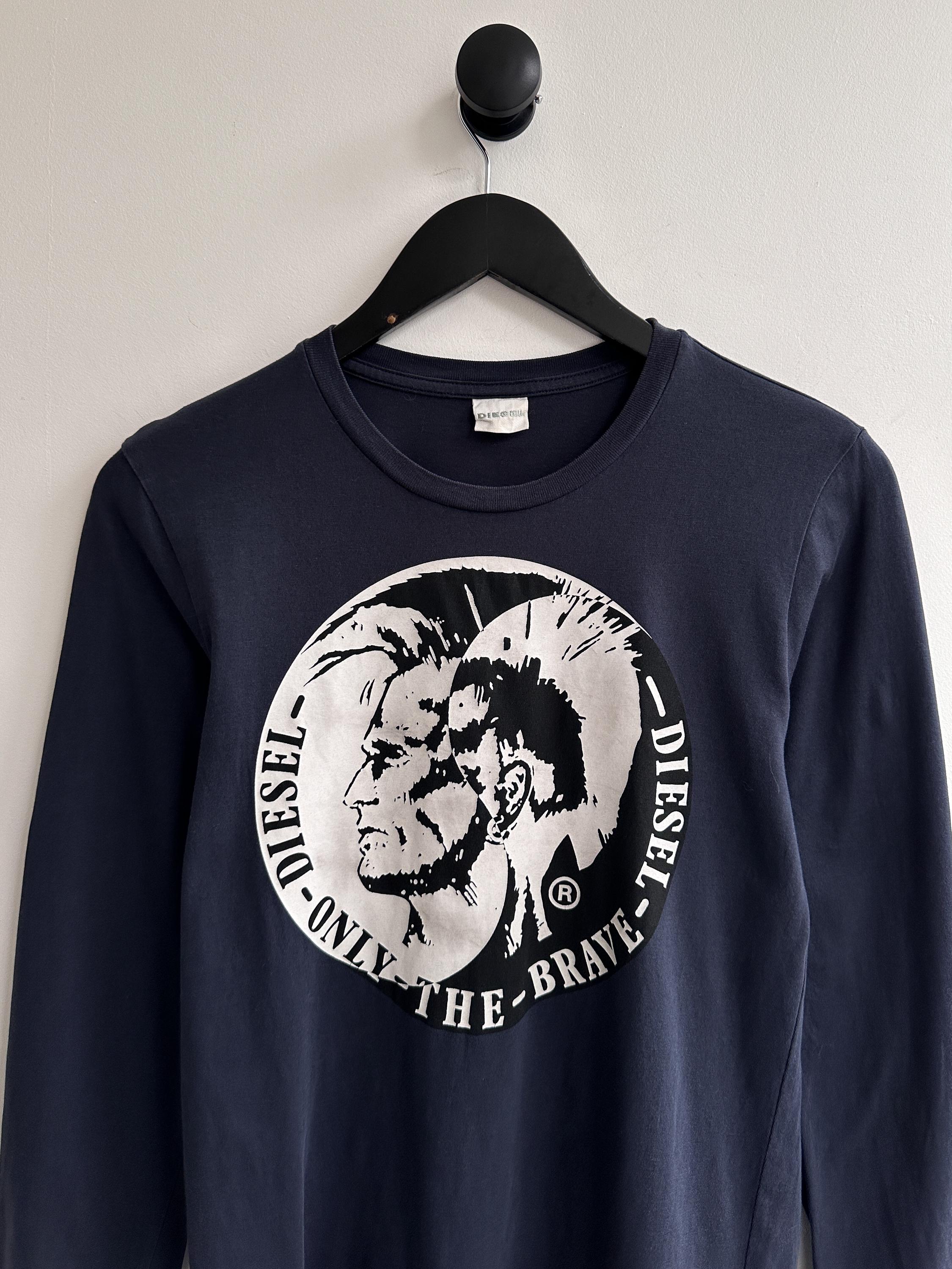 Vintage 90s Diesel Logo Longsleeve Tee Womens Size S Blue T Shirt 