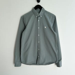 Vintage y2k Carhartt Button Up Green Solid Shirt Size S mens