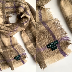 Vintage Lauren Ralph Lauren Big Acrylic Scarf shawls wraps brown