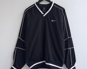 Vintage Nike nylon pulloverjas uit de jaren 90, maat S, heren, zwart