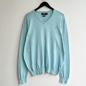 Vintage y2k Polo Ralph Lauren V Hals Pullover Pullover Pullover Größe L Herren