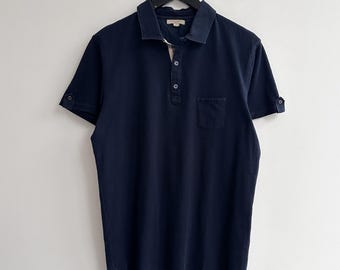 【レア】Burberry emblem polo shirt navy 90s Vintage 90s Burberry Navy Pocket Polo Tee T Shirt Logo XL | eBay