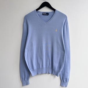 Vintage y2k Polo Ralph Lauren V Hals Pullover Pullover Blau Größe M