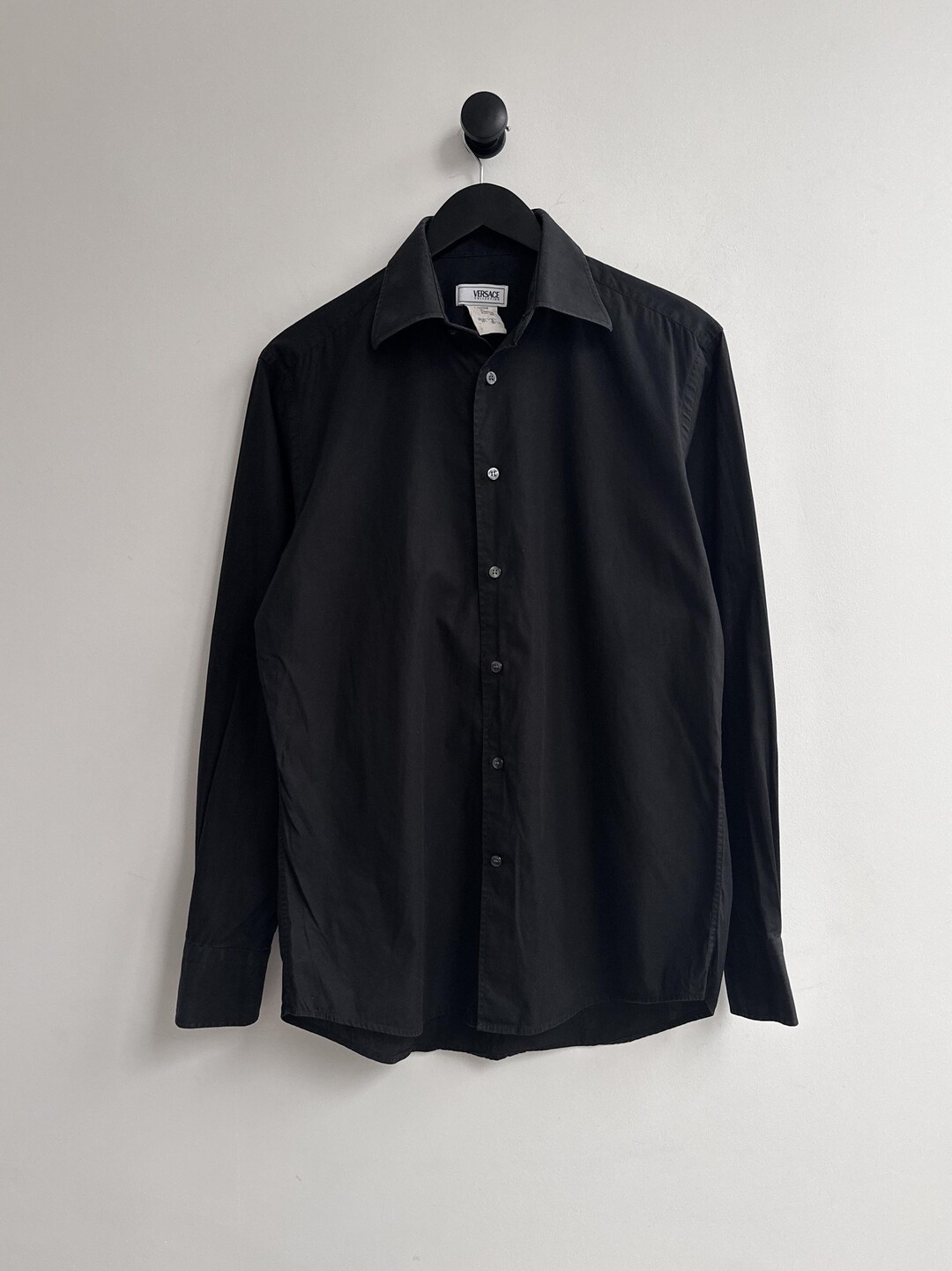 Vintage Versace Collection Black Shirt Mens Dress Shirt Size M Cutaway -  Etsy