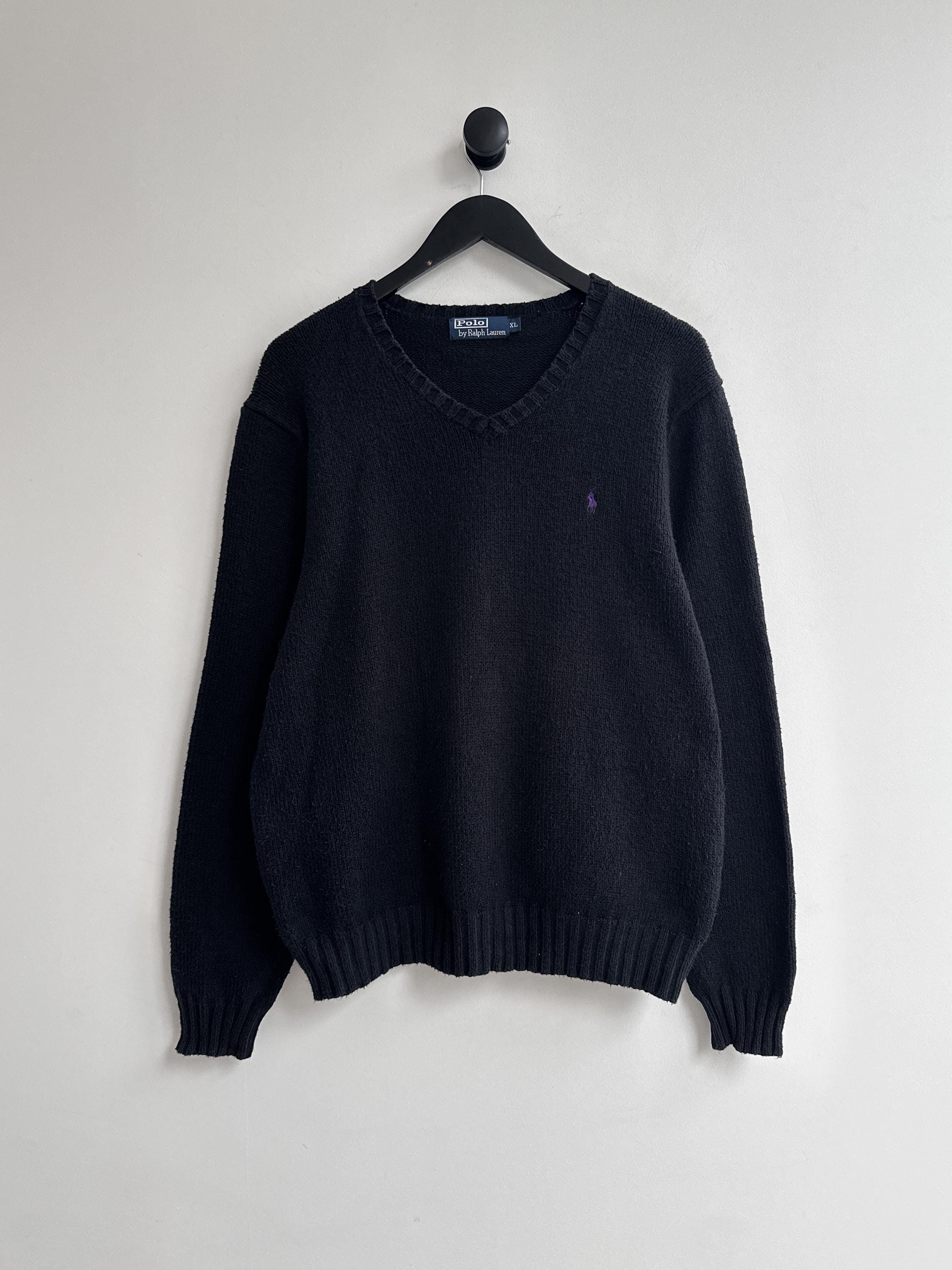 Vintage Polo Ralph Lauren Sweater Jumper Mens Black Logo - Etsy