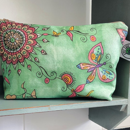 Disover Makeup Bag, Turquoise Makeup Bag, Mandala Butterfly Cosmetic Bag