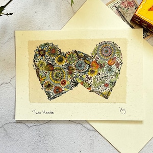 Carte coeur d'amour, carte coeur d'amour faite main, coeurs d'amour bohèmes, carte petite amie femme, anniversaire bohème, carte de mariage, carte de fiançailles fait main image 5