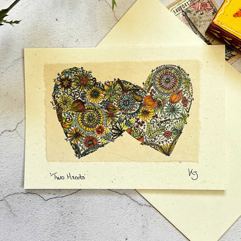Carte coeur d'amour, carte coeur d'amour faite main, coeurs d'amour bohèmes, carte petite amie femme, anniversaire bohème, carte de mariage, carte de fiançailles fait main image 5