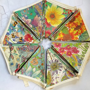 Floral Fabric Bunting: Organic Cotton Garden Party Decor