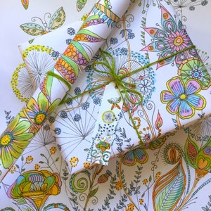 Emballage cadeau recyclé : art floral bohème, papier respectueux de l'environnement image 6