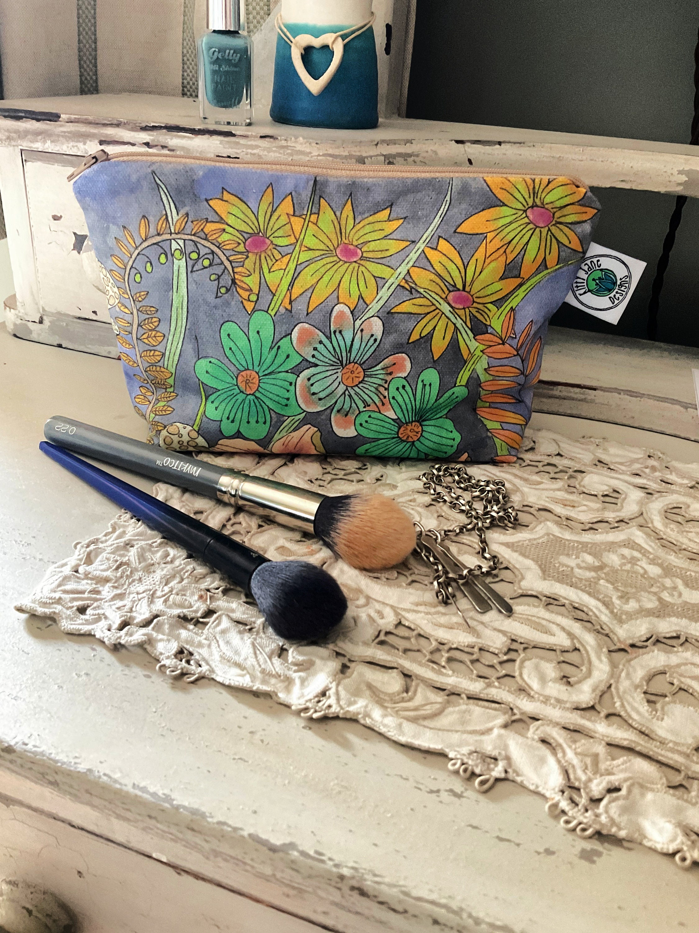 Makeup Bag Purple Make Up Lily Flower Cosmetic Bag Boho Etsy UK