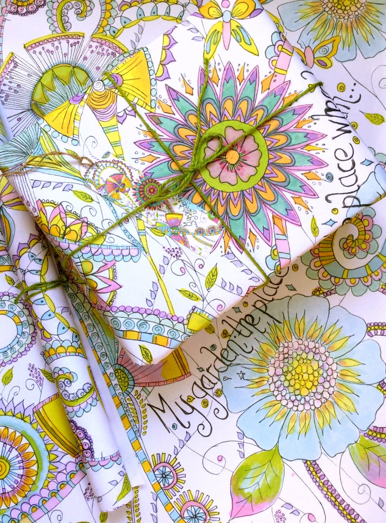 Emballage cadeau recyclé : art floral bohème, papier respectueux de l'environnement image 4