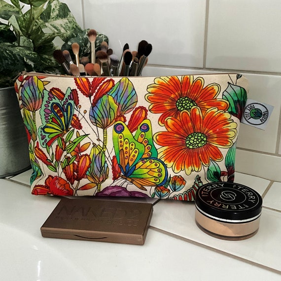 Large Makeup Bag Handmade Boho Makeup Bag Bohemian Travel Pouch Floral Pouch Indian Ethnic Art Yoga Zen Gift Butterfly Hippy Pouch Etsy