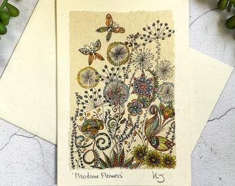 Handmade Art Card, Boho Greeting Card, Indian Ethnic Art Card, Any Occasion Card, Handmade UK Card, Hippie Hippy Card, Mindful Art Print