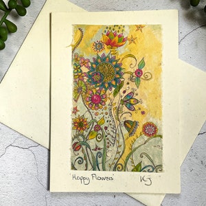 Handmade Greeting Card, Eco Birthday Card, Any Occasion Card, Thank You Card, Boho Bohemian Friend Card, Hippie Hippy Card, Blank Art Card