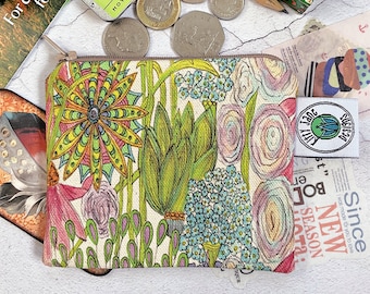 Floral Coin Purse: Handmade Organic Cotton Small Purse