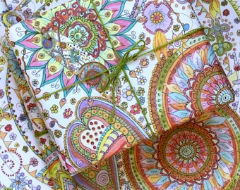 Papier cadeau mandala respectueux de l'environnement - papier cadeau recyclé - papier de découpage - papier d'art ethnique indien - étiquette cadeau assortie - art floral bohème
