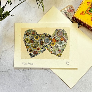 Carte coeur d'amour, carte coeur d'amour faite main, coeurs d'amour bohèmes, carte petite amie femme, anniversaire bohème, carte de mariage, carte de fiançailles fait main image 2